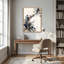 Art mural sur toile bleu et beige avec des plumes et des lignes courbes-33053965