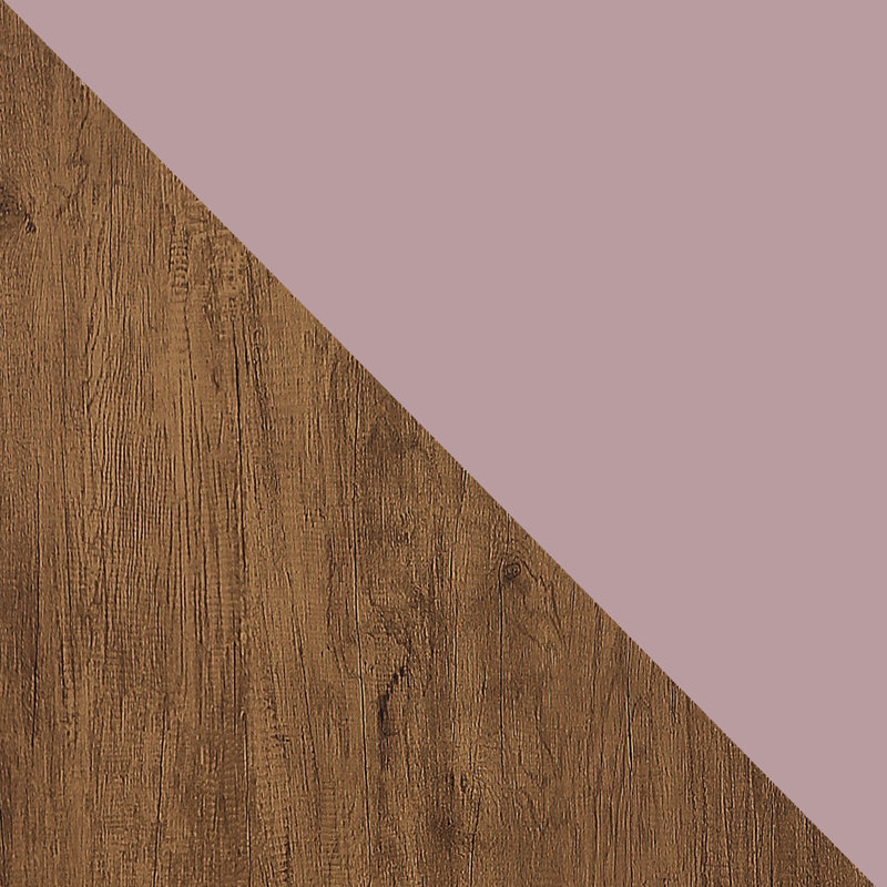 Rockefeller 70" Mid-Century Modern Double Dresser with 10 Drawers in Natural and Rose Pink, Rose Pink/Brown