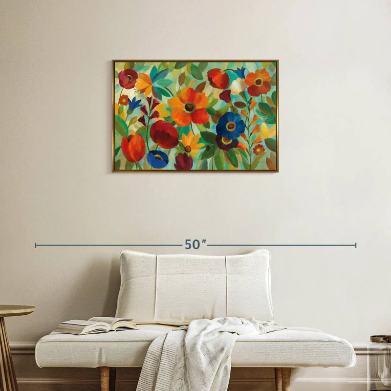 Été floral III, Cadre flottant doré, 31 po x 21 po