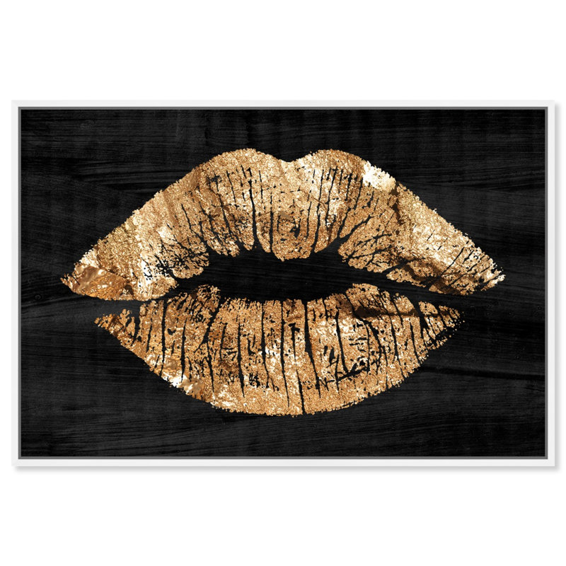 «Fashion and Glam Solid Kiss Night Lips», reproduction d'impression, L 30 po x H 20 po, Cadre blanc