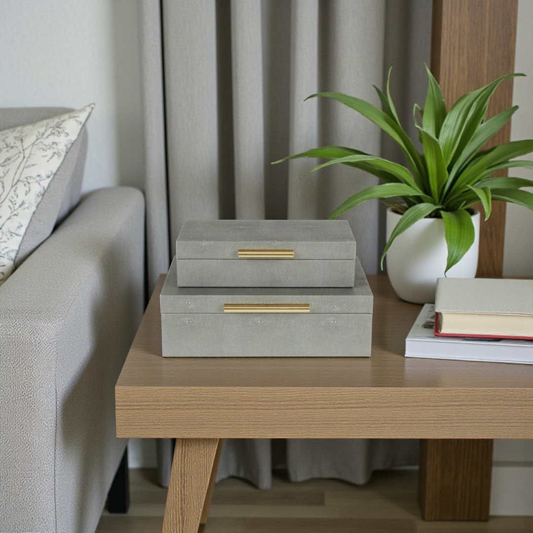 Rebeka Faux Shagreen Rectangular Decorative Box Set Willa Arlo™ Interiors