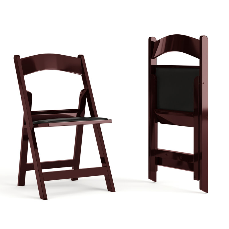 Chaises pliantes avec sièges rembourrés Thornfeldt, Rouge acajou / noir
