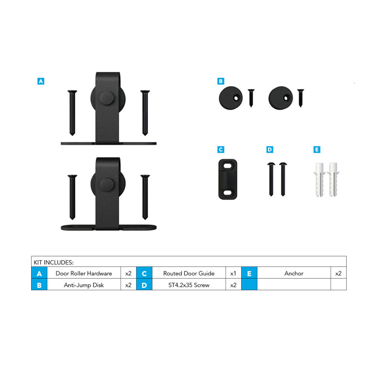 Matte Black Top Mount Mini Sliding Barn Door Hardware Kit