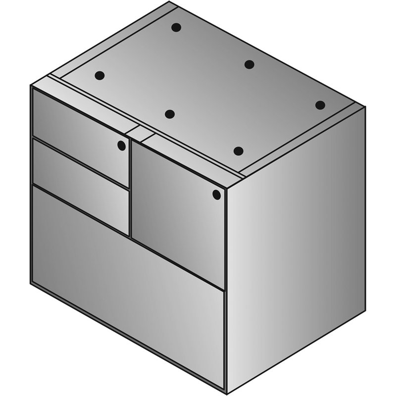 Ensemble de bureau à coque en U configurable avec huche Jusino