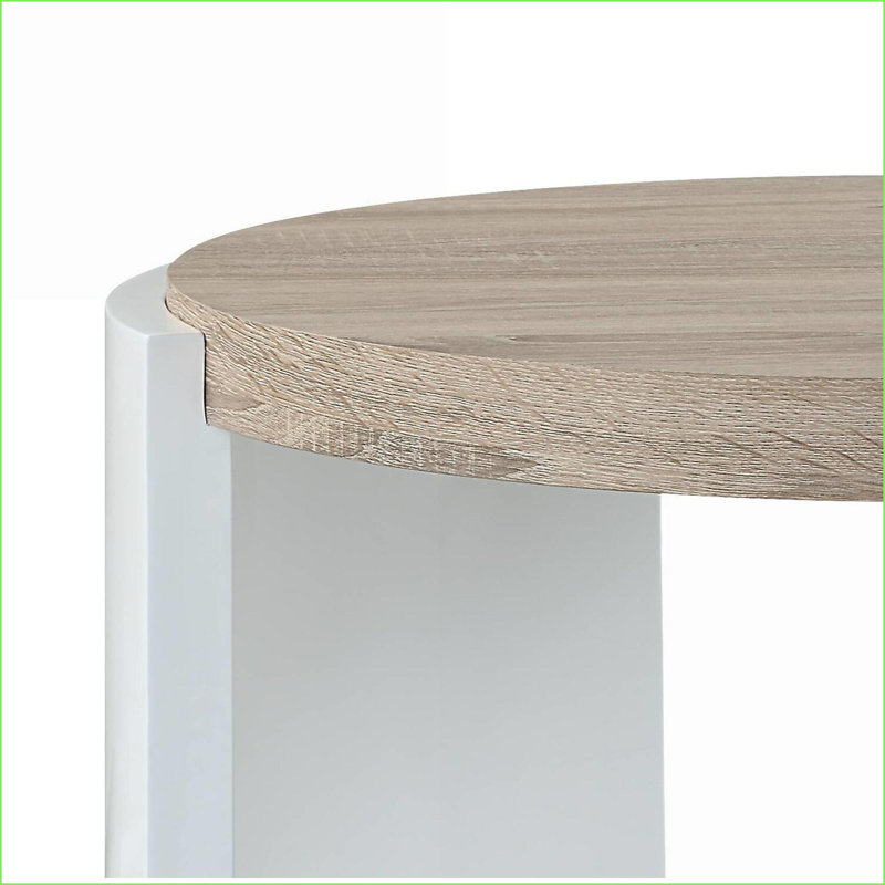 Chêne & amp; Table basse blanche haute brillance pour le salon, bois composite durable, capacité de poids de 40 lb