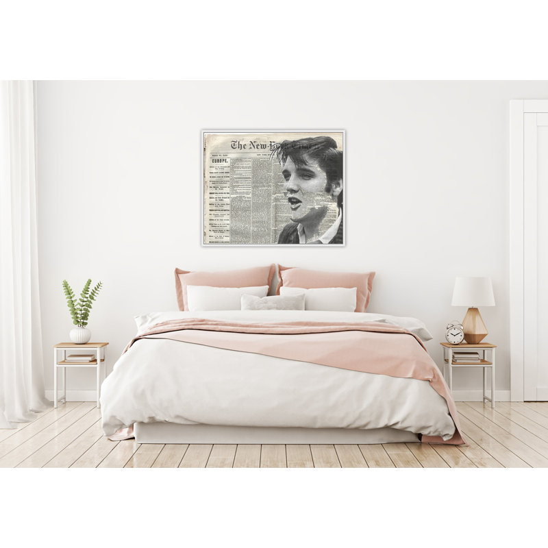 Elvis - cadre flottant, impression sur toile, H 26 po x l 32 po x P 2 po, Cadre blanc