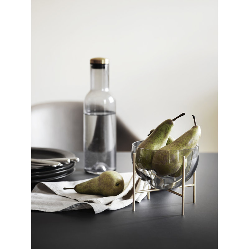 Échasse Glass Contemporary 11.6" W Decorative Bowl, Smoked/Brushed Brass