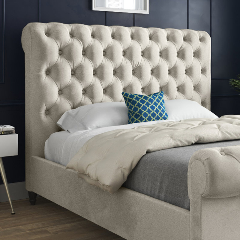 Aldous Upholstered Bed, Kingsize (5'), Beige