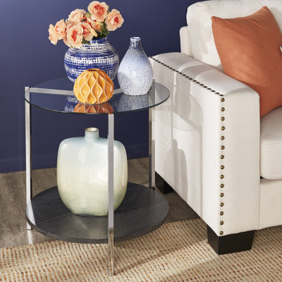 Helgeson Glass Top 3 Legs End Tables by Ivy Bronx