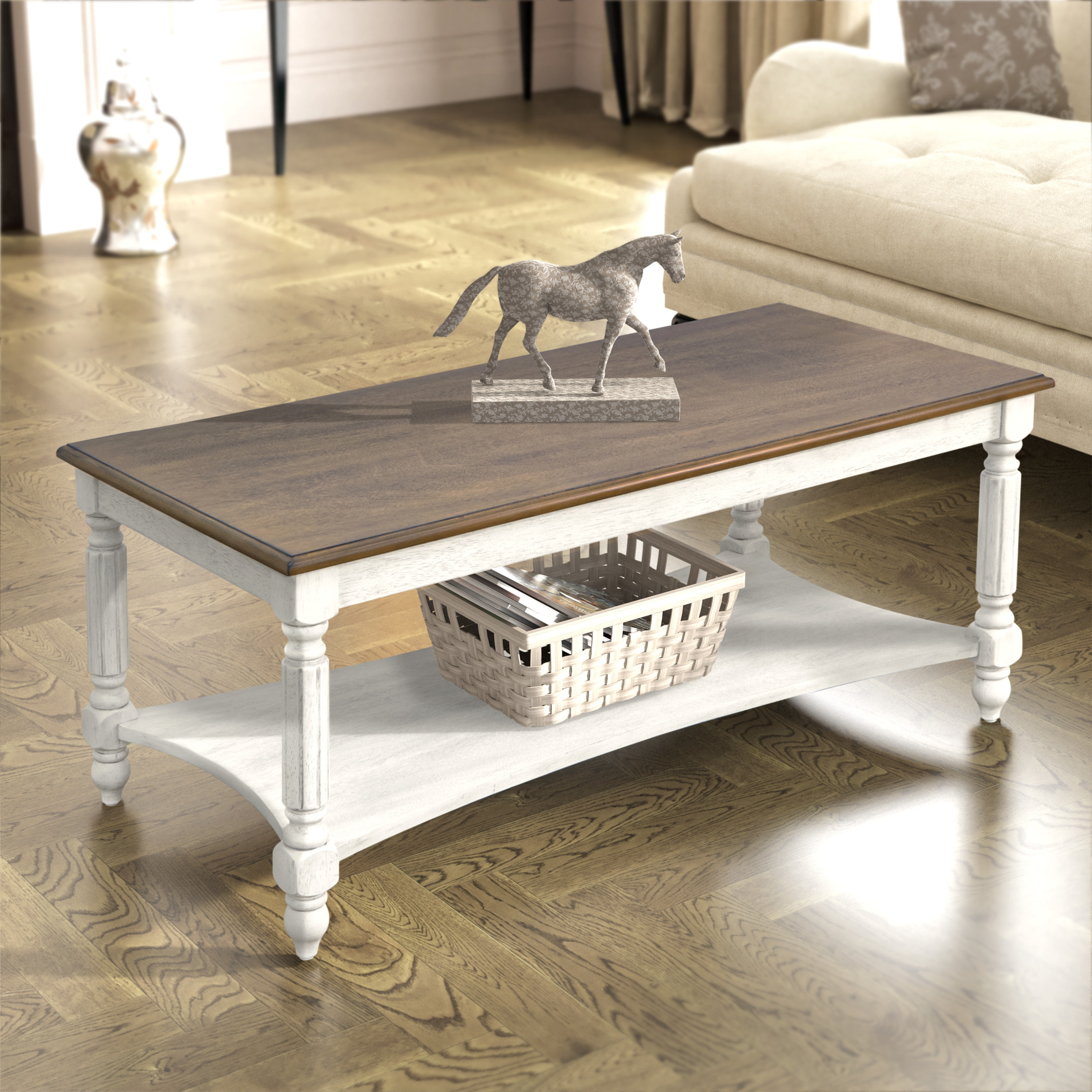 White with wood top coffee table discount