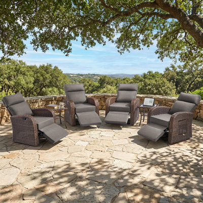 Wicker 4 - Person Patio Conversation Set with Cushions