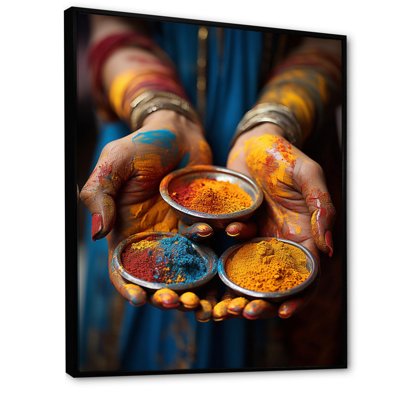 «Portneuf Hinduisim Holi Celebration The», reproduction sur toile encadrée, H 20 po x l 12 po x P 1 po, Cadre flottant noir