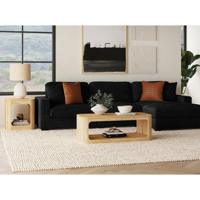 Ensemble de 2 tables d'appoint Camelot au fini naturel - Table basse et table de chevet