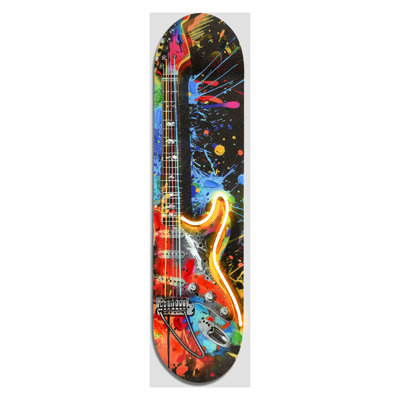 Art mural néon, art de la planche à roulettes à la main - 8 po x 31 po