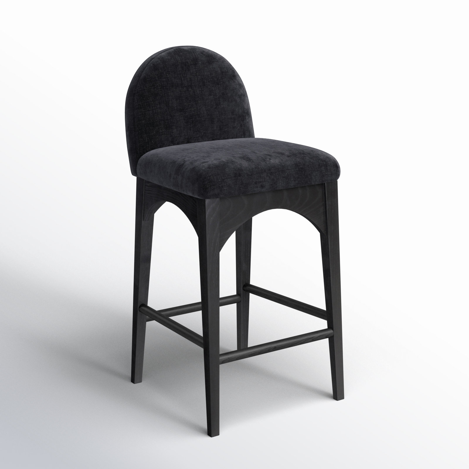 Waldorf Counter Stool, Black, Black Chenille