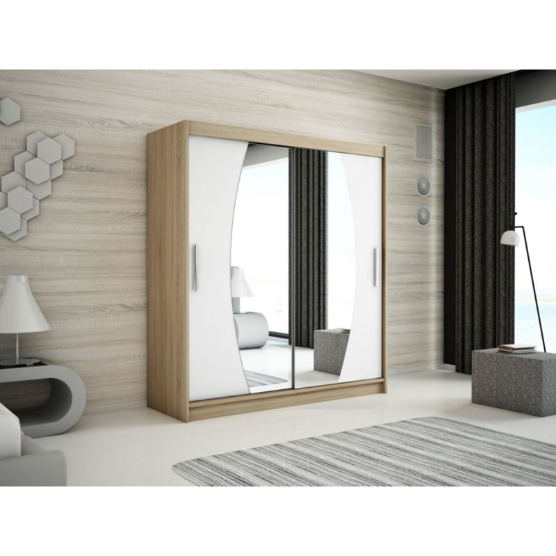Lauritzen 2 Door Wardrobe, 200cm H x 180cm W, Oak/Matte White