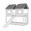 Lit superposé simple au-dessus d'un lit simple de style maison avec glissade et fenêtre