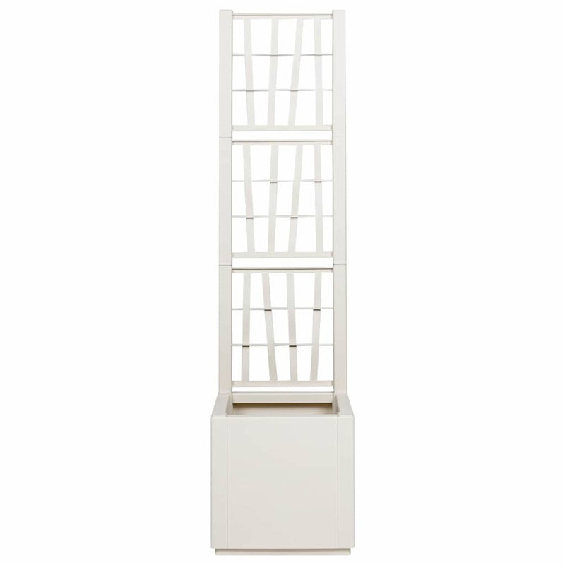 Garden Planter with Trellis Patio Flower Pot Planter Box Flower Box PP, White