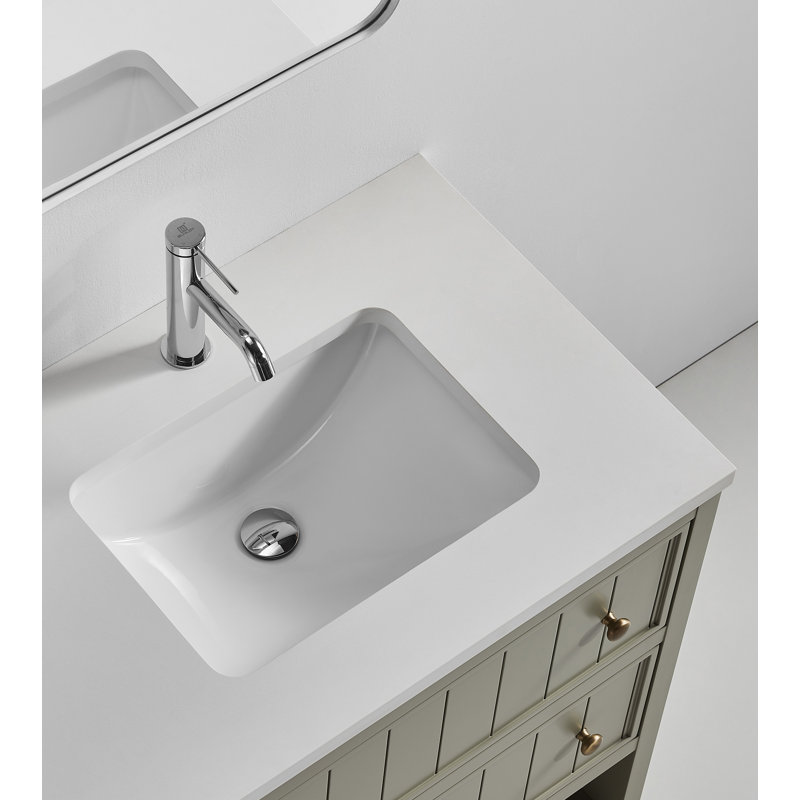 Meuble-lavabo rétro 36 "en contreplaqué olive avec plateau en quartz d'ingénierie Rennes, Vintage Olive, 36
