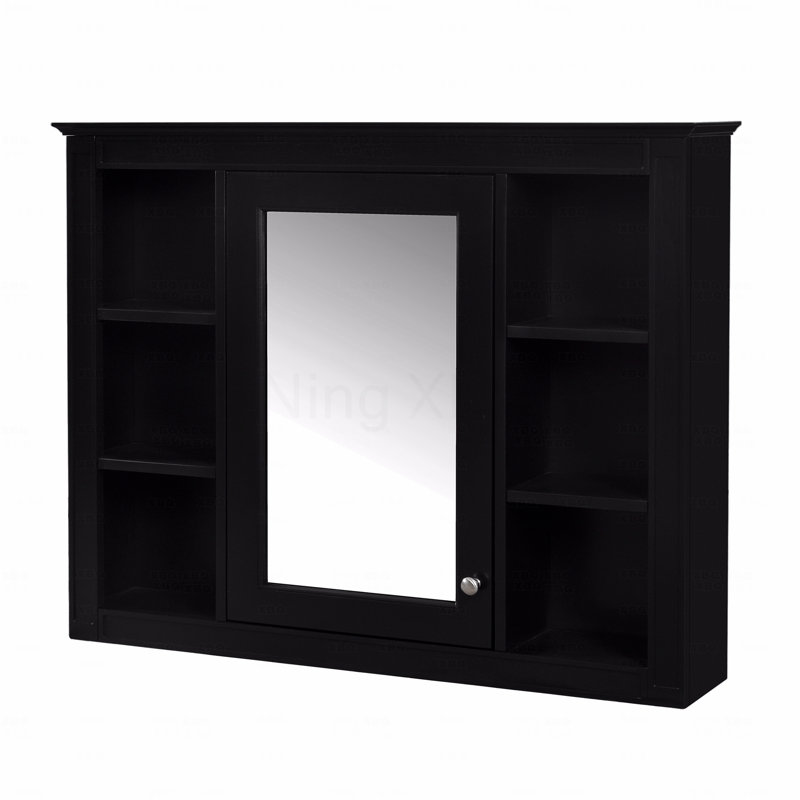 Armoire à pharmacie 35 po x 27,5 po, armoire de rangement murale pour salle de bain, armoire murale moderne avec miroir, armoire à miroir avec 6 tablettes ouvertes (meuble-lavabo non inclus)