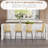 Rattan Bar Stools Set Of 4, 26" Counter Height Barstools, Boho Kitchen Island Stools With Breathable Wicker Seat And Back