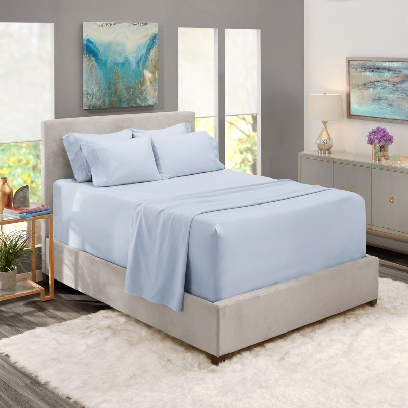 Microfiber Sheet Set, Iced Blue, Full Fitted Sheet