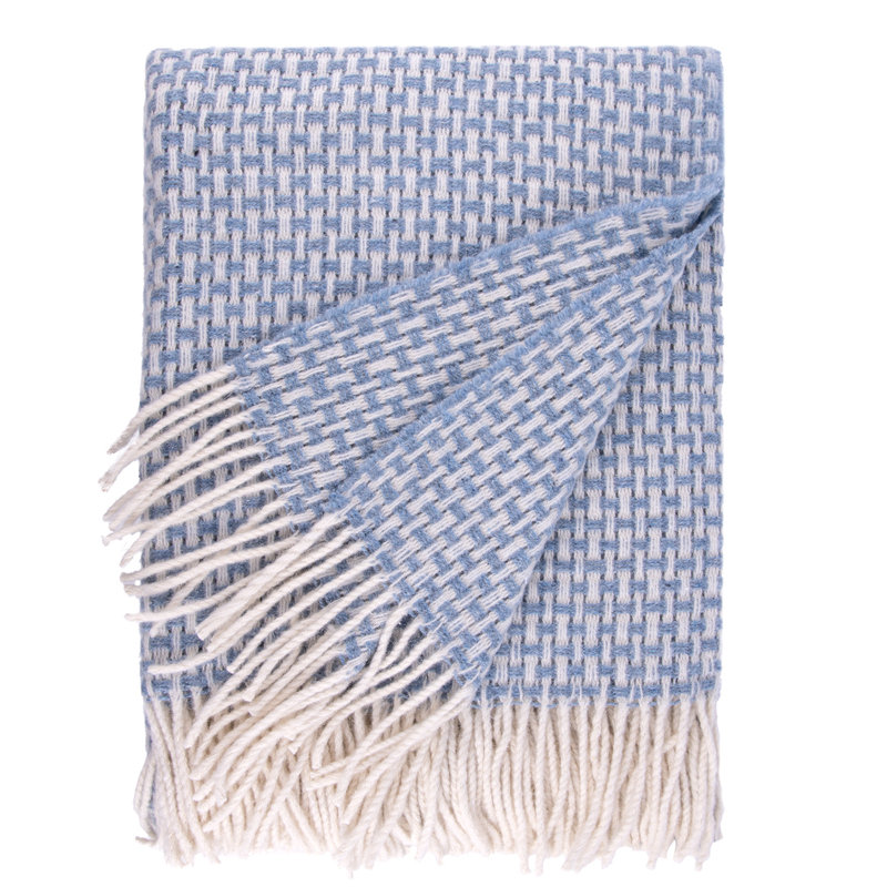 Waffle Throw Blanket, Blue/Gray