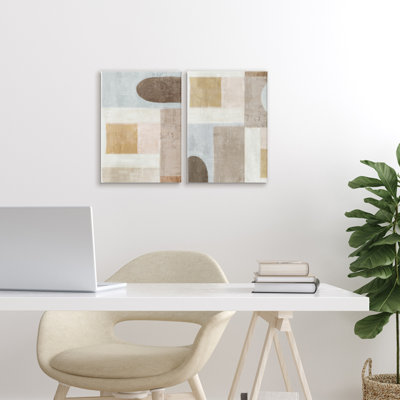 Geometric Subtle Drifts 2pc Canvas Set, design by Emma Peal