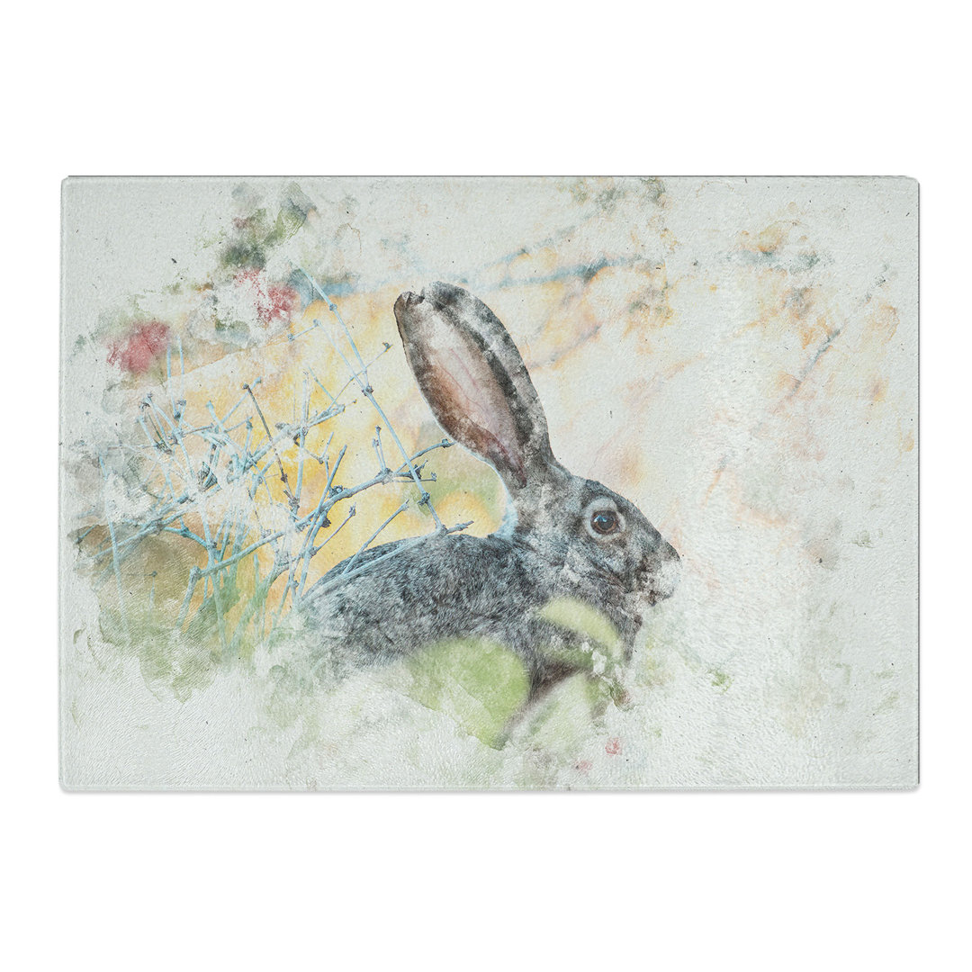 Tempered Glass Hare in the Bushes Chopping Board