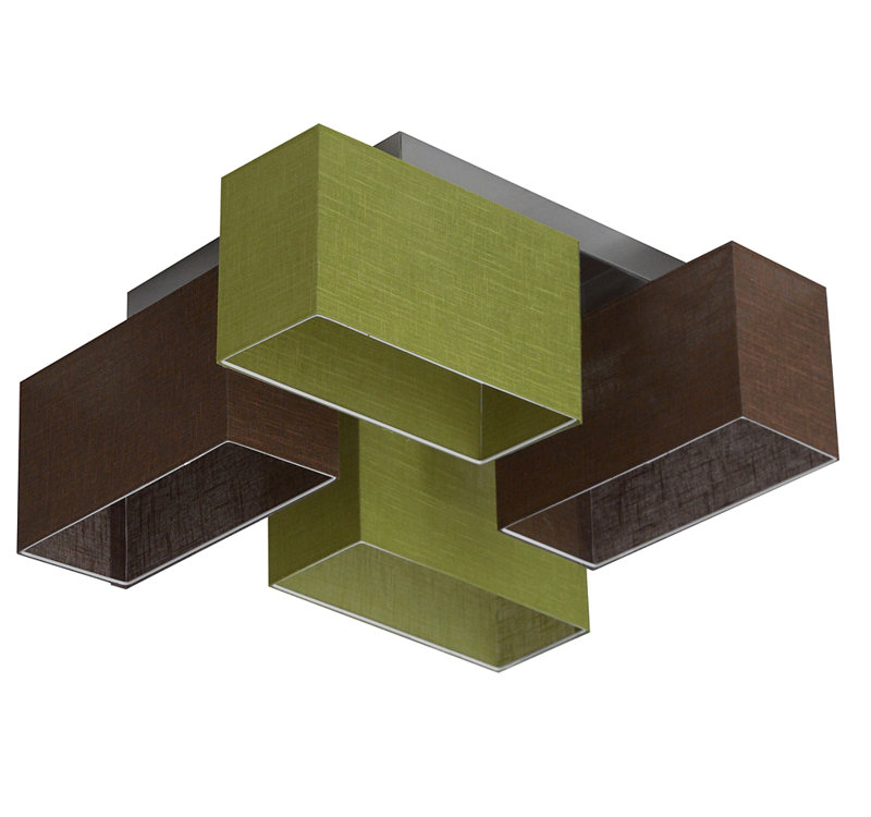 Seaton Semi Flush Mount, Wenge, Brown/Green transparent