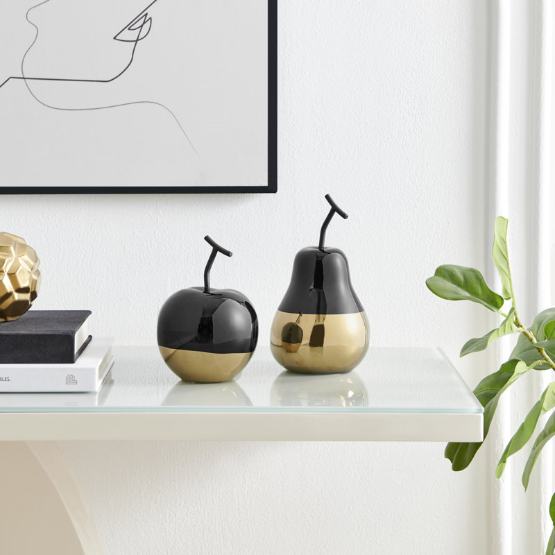 Ensemble de 2 figurines décoratives Vost, H 7,64 po x l 4,2 po x P 4,2 po, Black/Gold