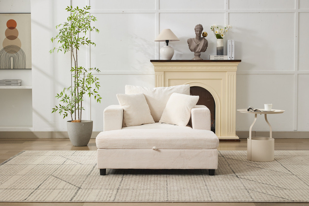 Ebern Designs Modern Upholstered Chaise Lounge Chair with Removable ...