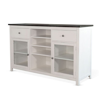 Orso Sideboard Buffet Cabinet, 2 Drawers W Adjustable Shelves, White