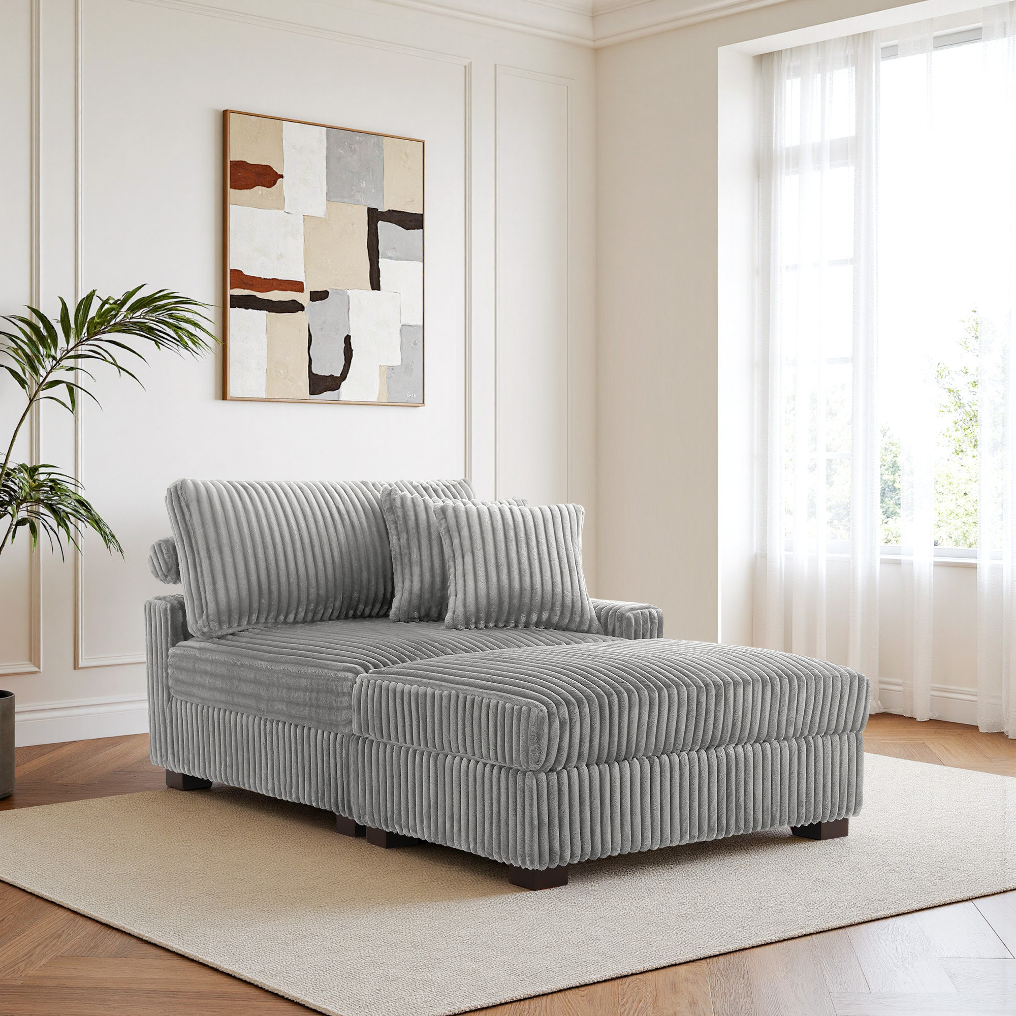 Blue Elephant Upholstered Faux Rabbit Fur Flannel Modular Chaise Lounge ...
