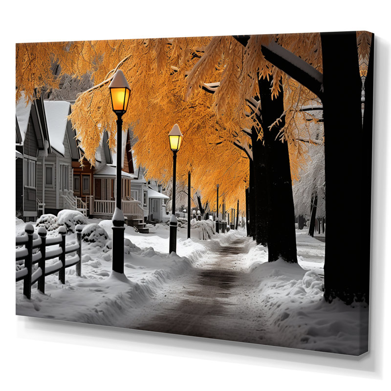 Monochromes d'hiver Street Charm I - paysages, art mural sur toile, H 12 po x l 20 po, Toile tendue