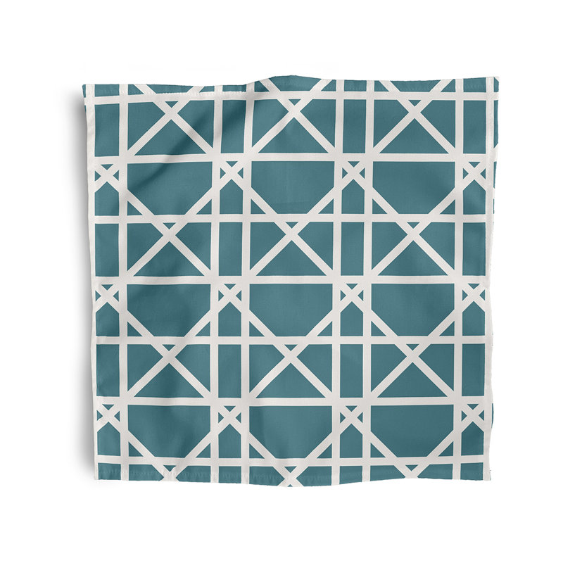 Lateshia Polyester Geometric Square Napkin, Teal