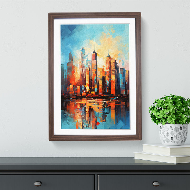 Skyline Gestural No.2 - Framed Print, Walnut Framed, 46cm H x 34cm W