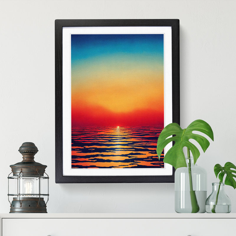 Carty Japanese Sunset Watercolour Vol.2 - Picture Frame Print, 46cm H x 2cm W x 3cm D, Walnut