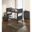 Lit superposé simple au-dessus d'un lit superposé en bois massif brun anthracite réversible, conception à lattes, tête de lit à panneaux et insert et serrure, centre de chambre à coucher de style transitionnel en bois franc, tête de lit, joint pour agencement