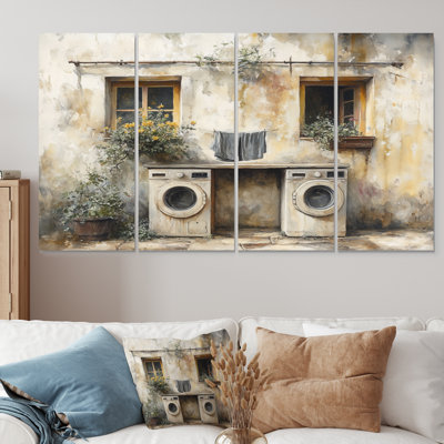 «Gray Vintage Laundry Day I», ensemble d'art sur toile
