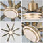 Ventilateur de plafond 72 po doré moderne avec ensemble d'éclairage DEL et télécommande, moteur à courant continu silencieux à 6 vitesses, réversible pour les grands salons-1034463510