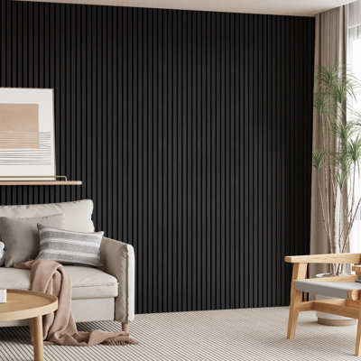 4PC x 106" x 12.6" 3D Acoustic/Sound proof Wood Slat Wall Panels (Set of 4/37.1 sq. ft.)