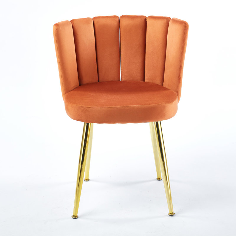 Modern Velvet Dining Chair, Orange