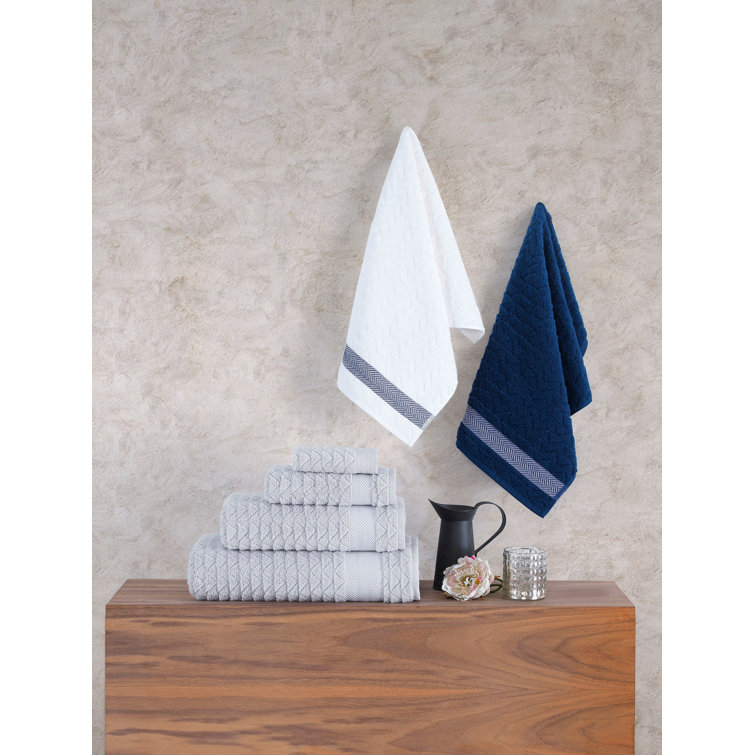 Brooks Brothers Long Cotton 6 Pc Towels Set 2 Bath 2 Hand 2 Tip Made  Portugal