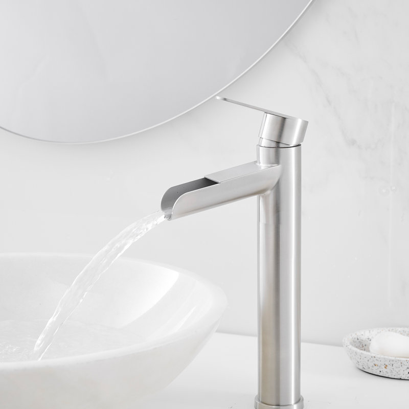 Single-handle Bathroom Faucet with Drain Assembly, Brushed Nickel