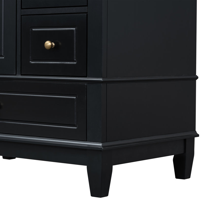 Jarrod 30'' Bathroom Vanity With Ceramic Sink, Black, Gold