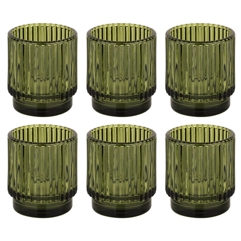 2.25'' H Glass Tabletop Votive Holder, Olive Green