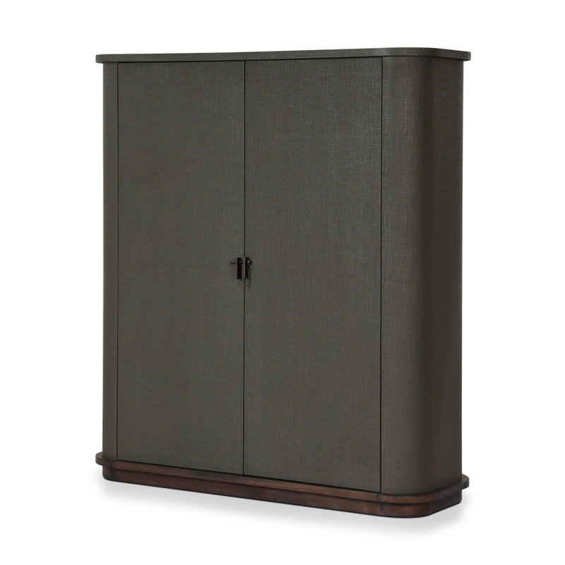 Berlin Cabinet-Black Linen, Dark Green Lacquered Linen