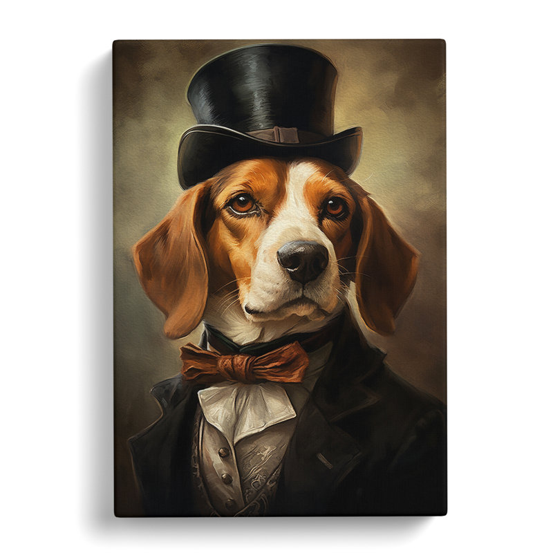 Beagle Victorian Art - Wrapped Canvas, 60cm H x 40cm W x 3cm D
