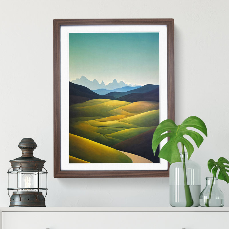 A Meadow Landscape 1 Piece Single Picture Frame Wall Art, 34cm H x 25cm W x 2cm D, Walnut